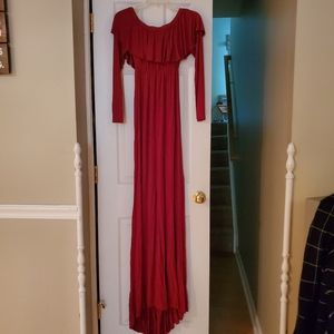 Maternity dress, red, high low